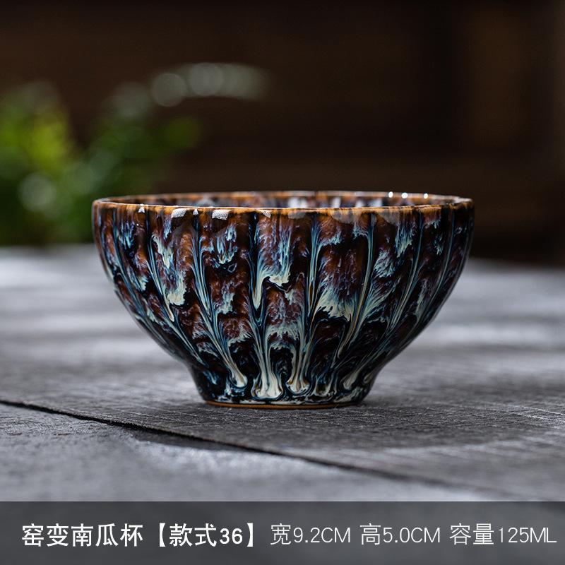 Kiln Change Ceramic Single Cup Jian Zhan Tianmu Glaze Tea Cup Tea Bowl Creative Personal Master Cup Large Tasting Cup Douli Cup