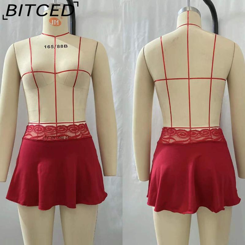 BITCED Women's Fashion Casual Solid Color Print Summer Spring Skirt