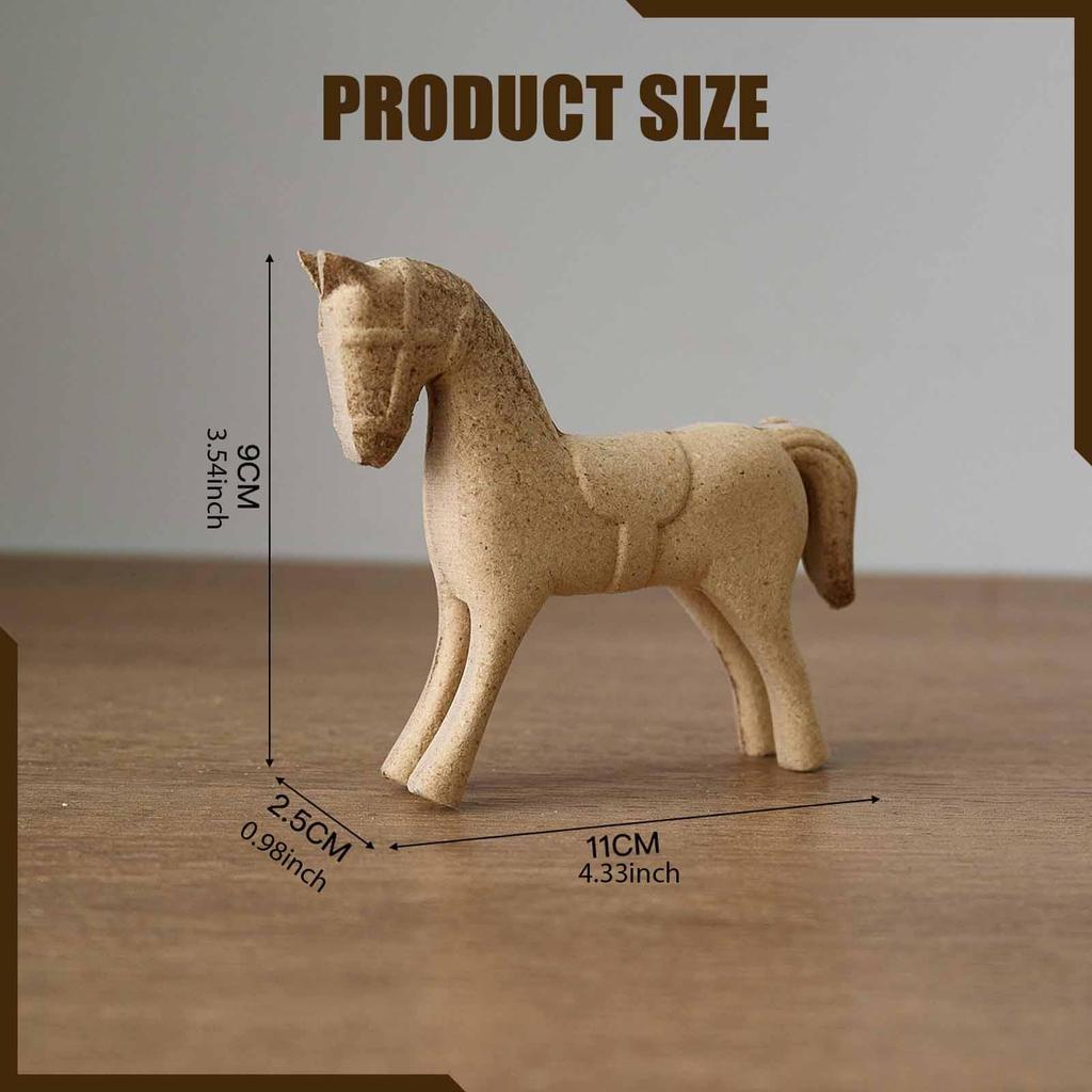 Paintable Horse Ornament Unfinished Wooden Figure DIY Decoration Sculpture for Bookshelf Fireplace