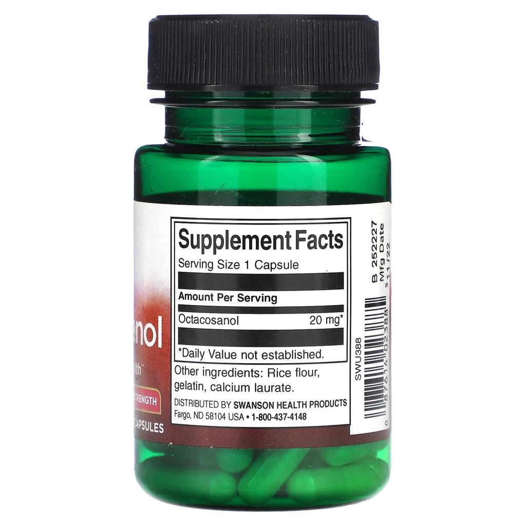 Oktakosanol, Maximální síla, 20 mg, 30 kapslí