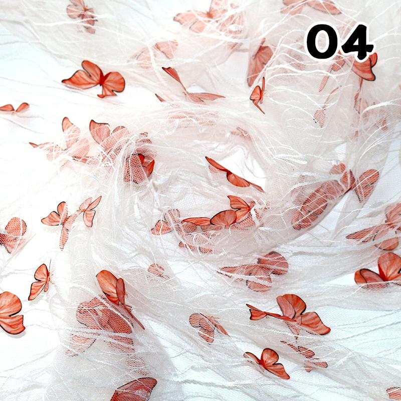 50*130cm 3D Vivid Butterfly Lace Mesh Fabric Exquisite Sheer Embroidery Soft Tulle Yarn For DIY Sewing Wedding Dress Cloth Craft