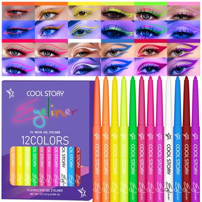 12 Fluorescent Bright Color Eyeliner Gel Pencil Set Candy Color Sexy Eyeliner Eye Body Paint Pen