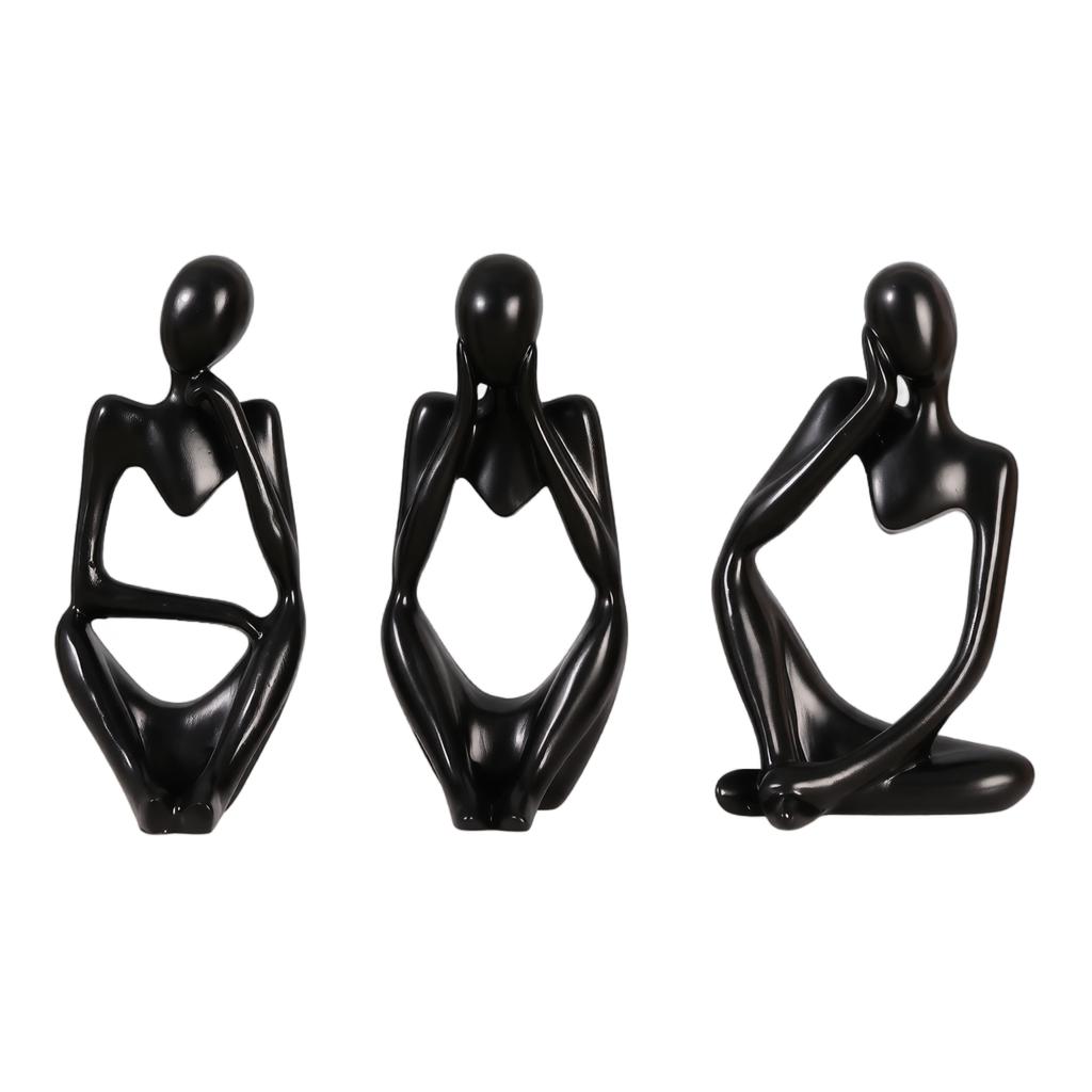 Abstrakt Harts Tänkare Figurset om 3 - Modern Skulpturdekor för Hemkontoret