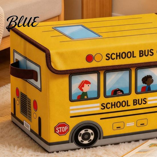 Soft Fabric Toy Safety Lid Box Foldable Bus Storage Chest School Treasure with And Reinforced