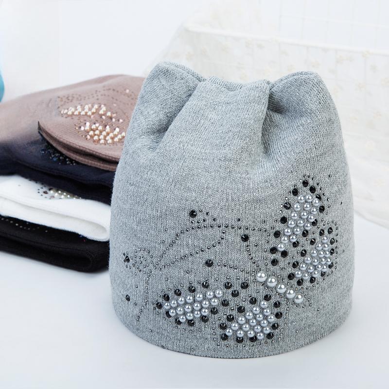 Pălării calde din catifea tricotate de iarnă, urechi de pisică drăguță, cu fluture, șepci, șepci de modă pentru femei, pălărie casual pentru femei