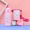 Cartoon Children's Straw Water Cup Strap Bouncing Cup Children's Vacuum Double-lid Double-layer Stainless Steel Vacuum Flask
