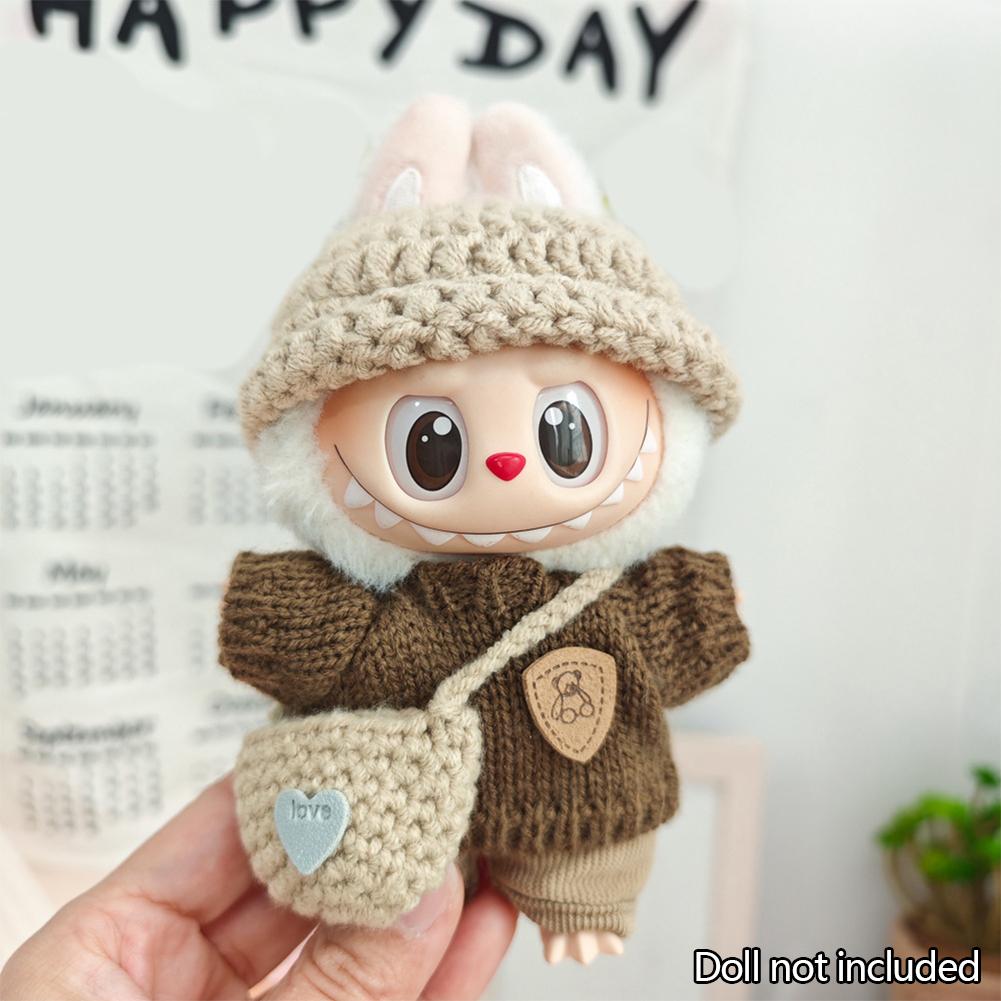 For 17cm Labubu Dukkeklær Moteklær Hettegensere Dukkeklær Fargematch Hettegensere Dukker Tilbehør Søt dekorasjon Små kluter