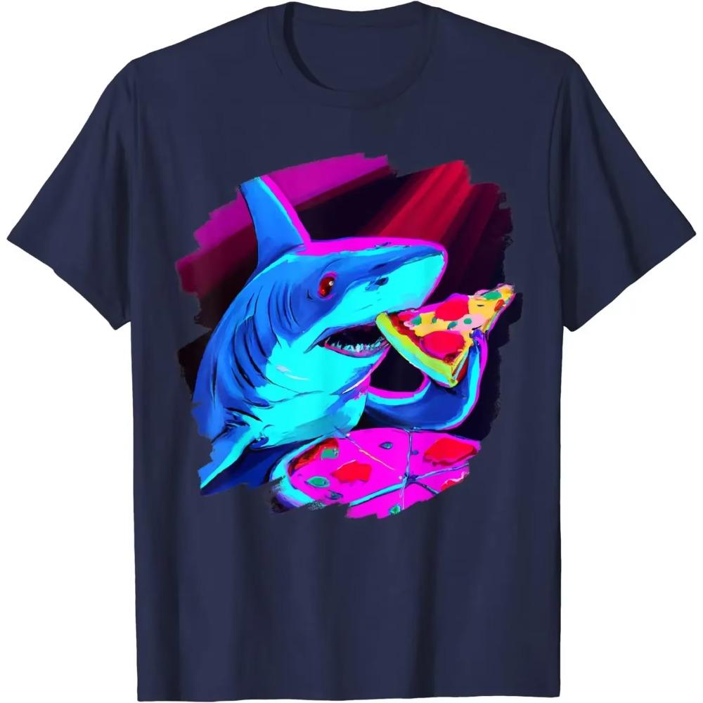 Shark Eating Pizza Funny Cool Pizza Sharks T-Shirt