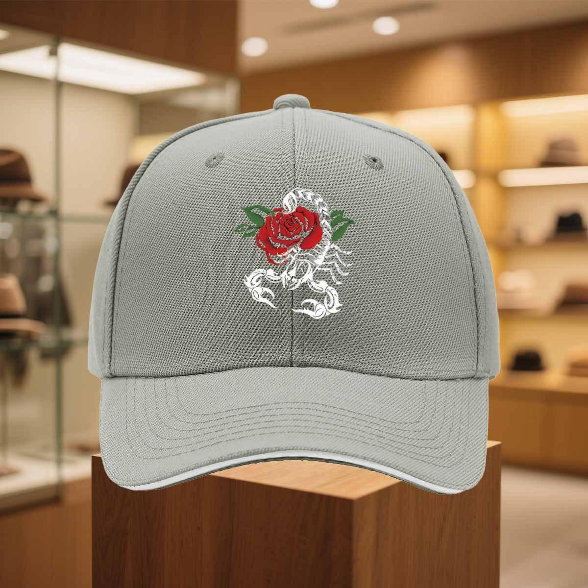 

Red Rose Scorpion Graphic Baseball Cap Unisex Polyester Adjustable Casual Snapback Hat One Size