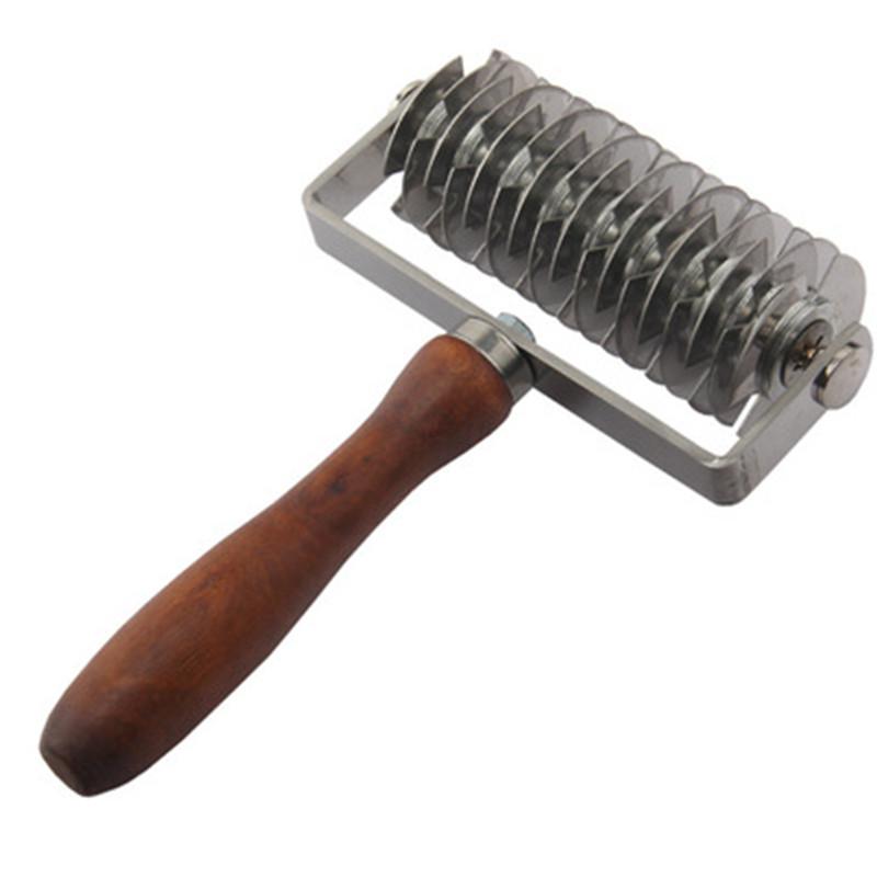 

Решетка для теста из нержавеющей стали, роликовый резак для теста для пиццы, деревянная ручка, роликовый резак для теста, верхнее решетчатое колесо для пиццы, хлеба