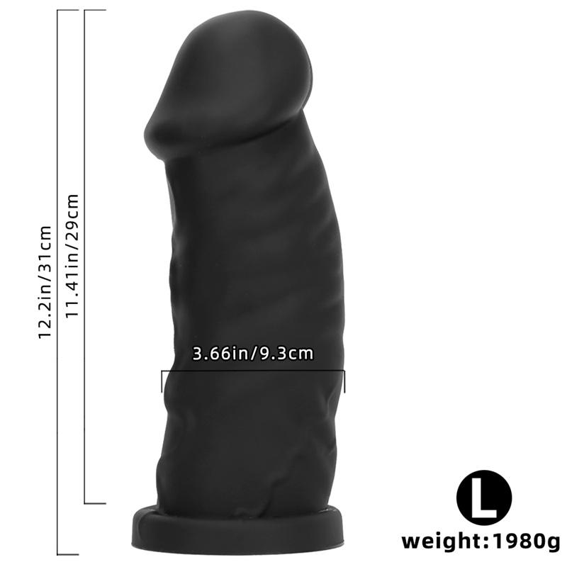 Extra Large Black Mushroom Head Extra Long Thick Simulated Dildo Butt Plug Anus Toy In Back Yard