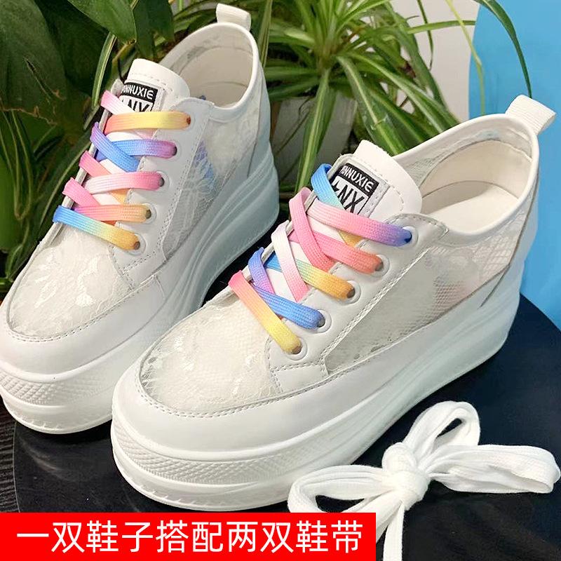

Inner height-increasing women s shoes sports and leisure summer new mesh platform shoes breathable thin popular fashion white shoes women 33