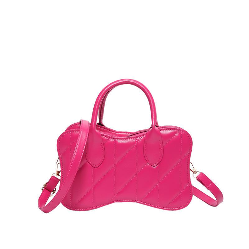 

Trendy Geometric Stitching Pu Leather Handbag For Women 2024 Summer Street Style рожевий червоний колір