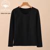 Women's Pure Cotton Long Sleeve Knit Top - Medium Thickness, Warm Autumn/Winter Base Layer, Thermal Cotton Wool Sweater