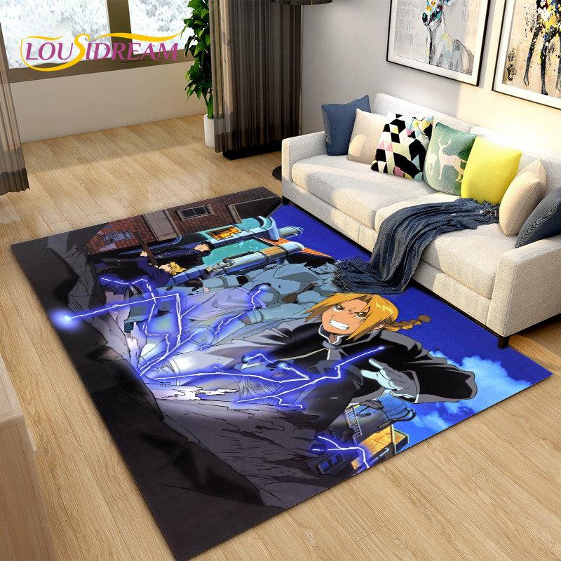 Fullmetal Alchemist Anime Cartoon Area Rug Large,Carpet Rug for Living Room Bedroom Sofa Doormat Decoration, Non-slip Floor Mat