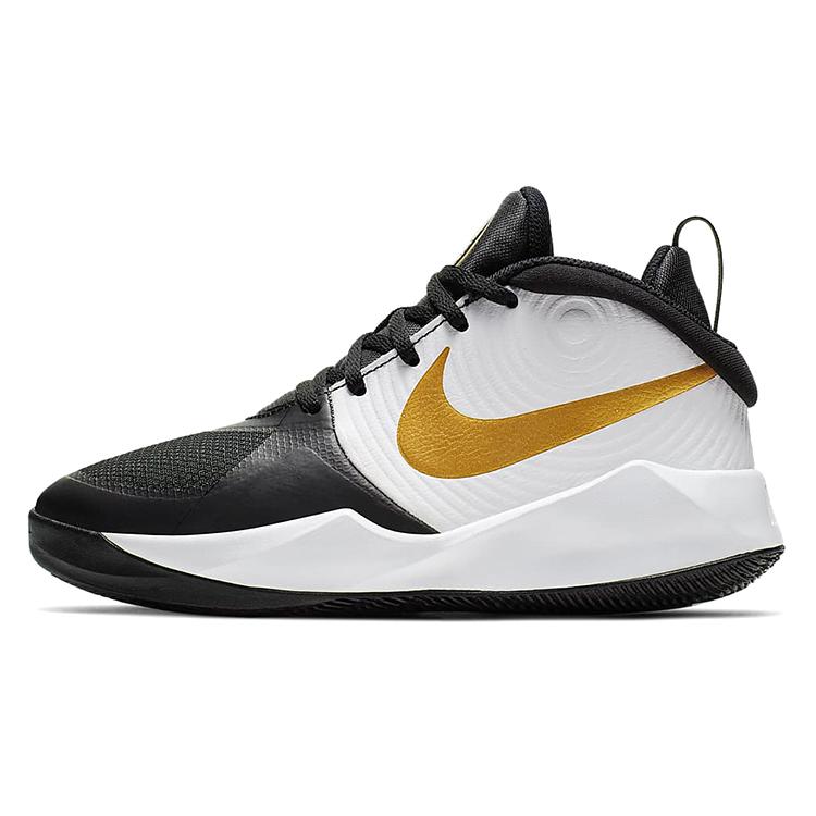 Nike Team Hustle D9 Grade School 'Black Metallic Gold' (Unisex) Black / White / Metallic Gold Kids' Basketball Shoes AQ4224 004