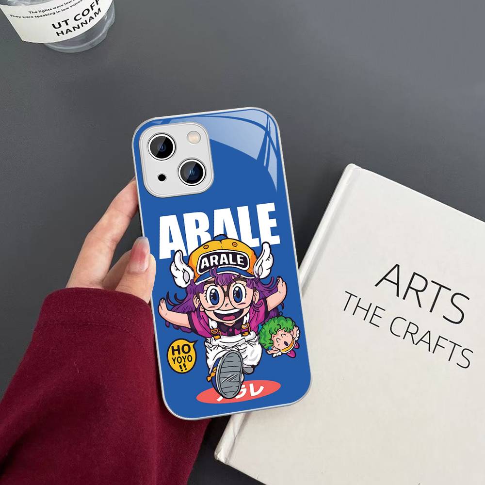 Cartoon Dr Slump Tempered Glass For Iphone 14 13 12 11 Pro Mini XS MAX 14Plus X XS XR Cover