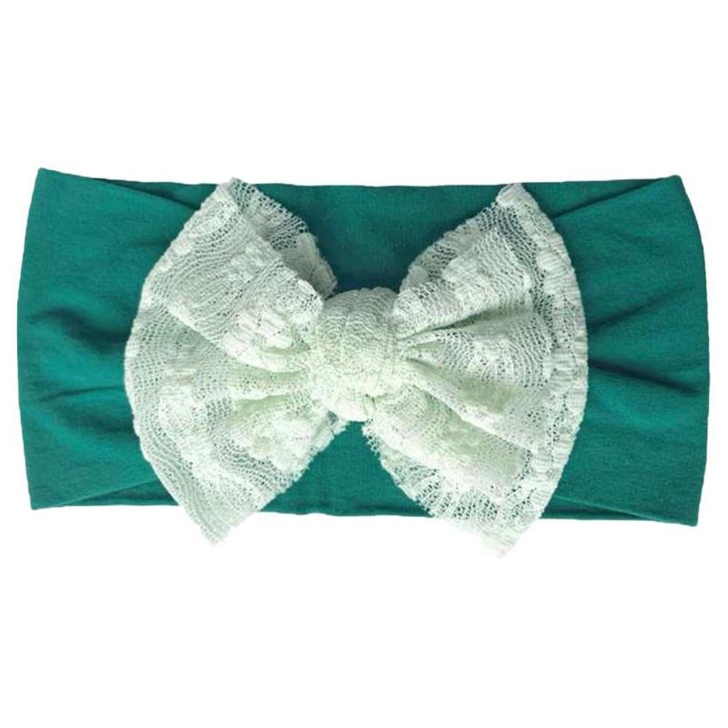 

New lace bow children s hair accessories, soft solid color elastic nylon headband, baby headband
