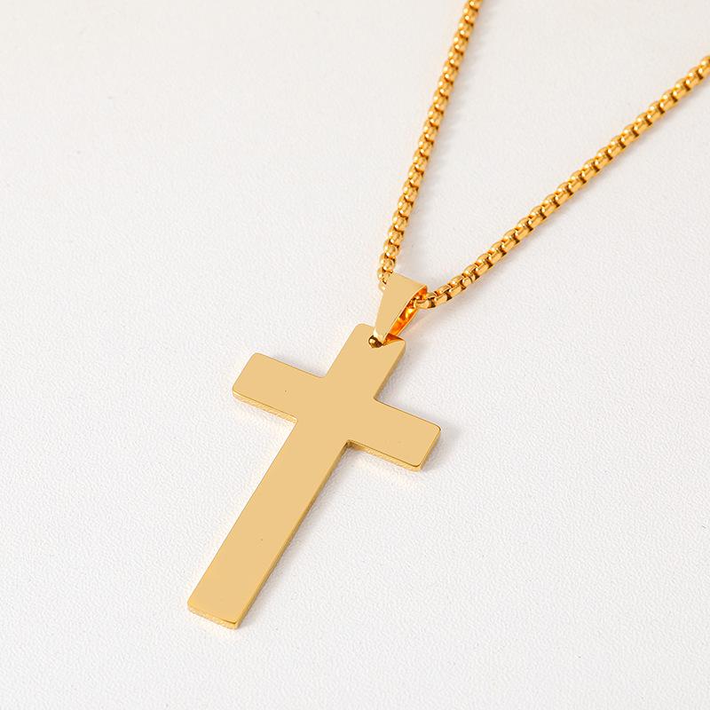 Stainless Steel Pearl Chain Necklace: Simple European & American Style, Cross Design, Ideal as a Festival Gift