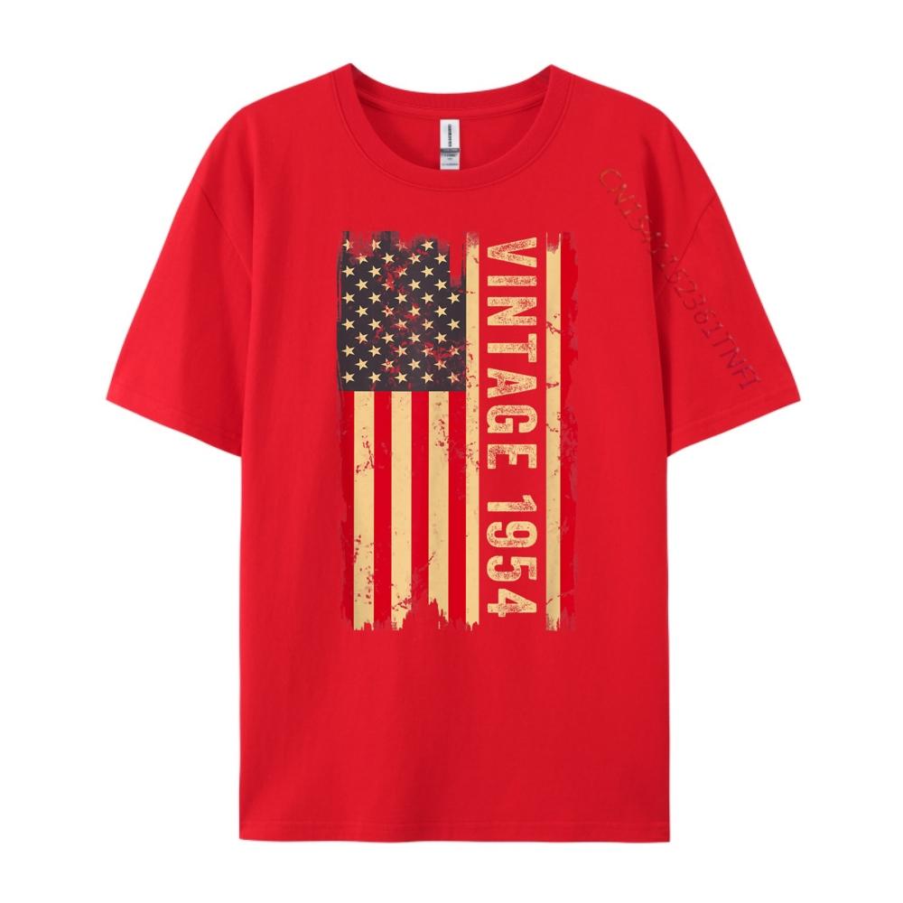 

Vintage 1954 70th Birthday Gifts 70 Years Old American Flag White Graphic Tee White T Shirt Men HOLIDAYS S