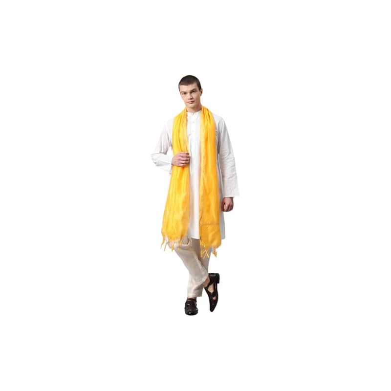 Weavers Villa Poly Silk Ethnic Woven Dupatta For Men ( . Mtrs)