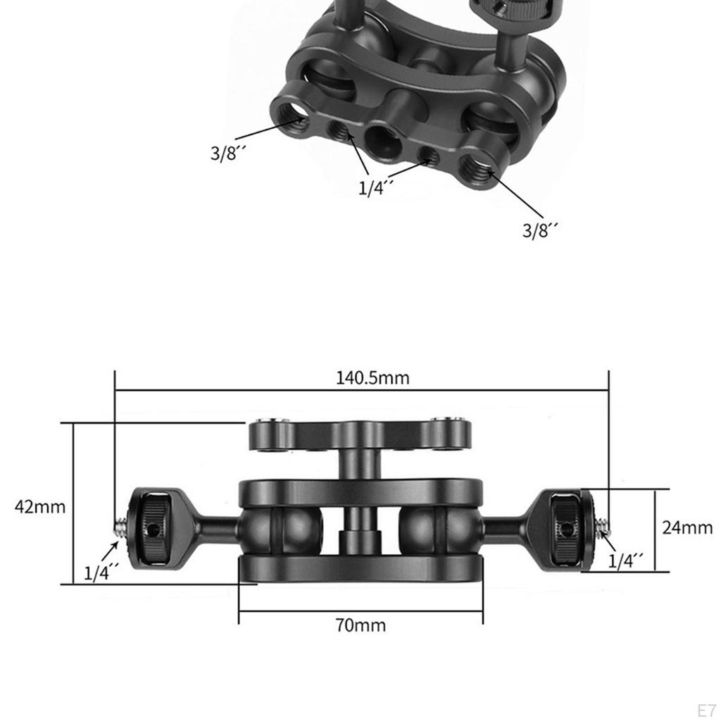 360° Arm Hand Extension Adapter Mount w/Two Ballheads for Camera Acc