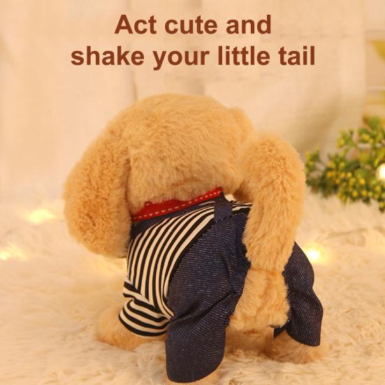 Interactive Plush Toy Puppy Walking Barking Tail Wagging Gift Battery Operated Electronic Dog for Kids