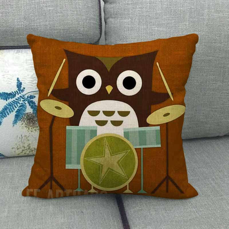 Cartoon Owl Series Digital Printing Short Plush Pillow Covers Decorative for Car Sofa Office Cushion Cover Home Goods