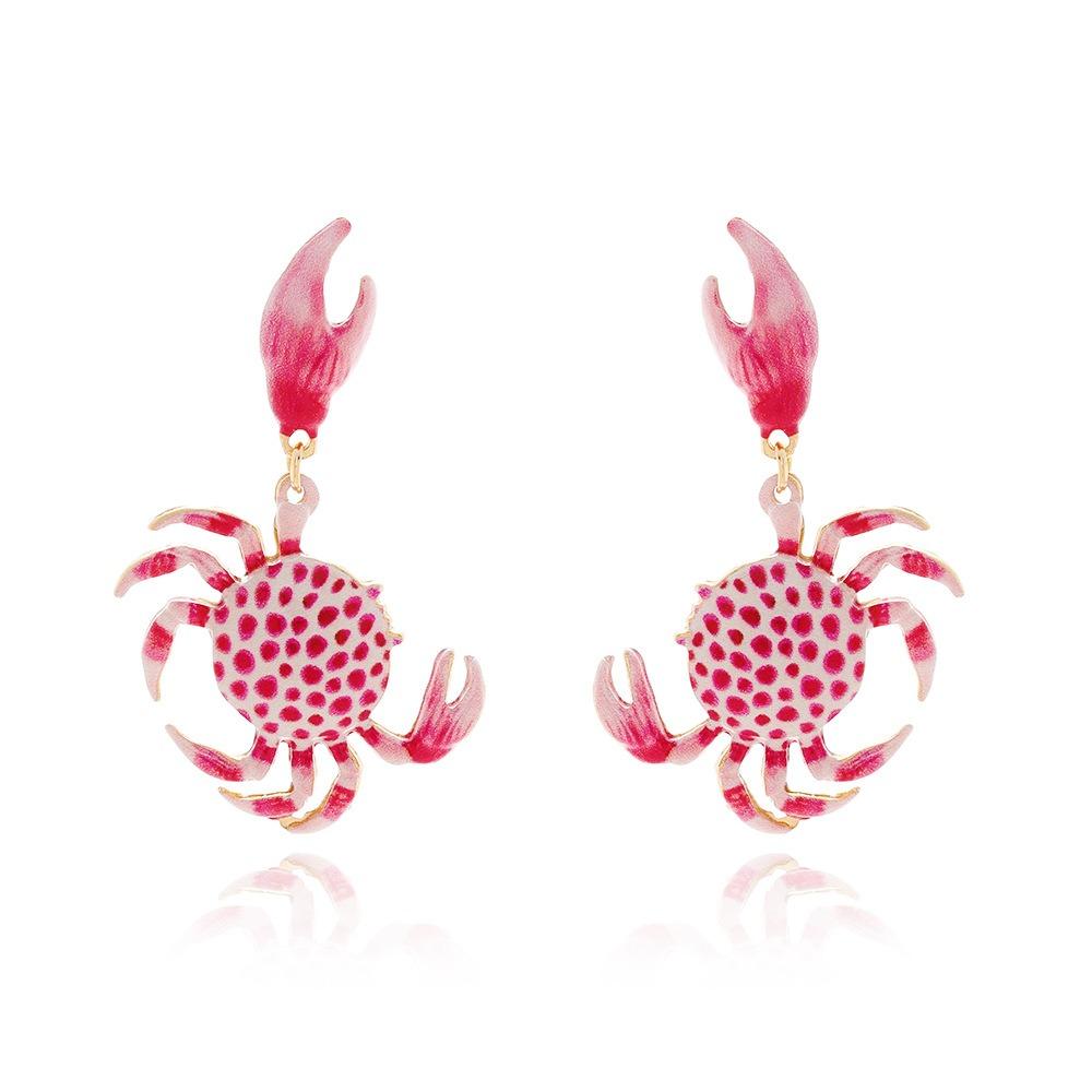 Vintage Pink Crab Ear Stud Unique Crab Claw Stud Earrings Trendy Crab Earrings Girls