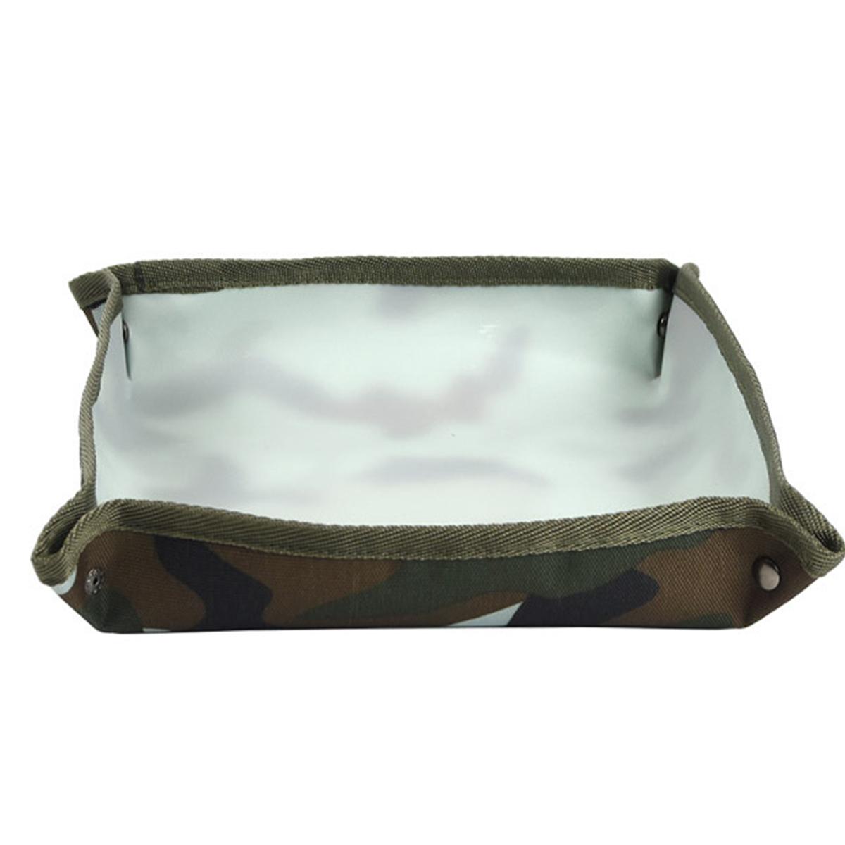 

Кемпинговые гаджеты Настольный лоток Ткань Оксфорд Складной ящик для хранения мелочей Водонепроницаемый кемпинговый сервировочный поднос для походов на открытом воздухе, путешествий 17x17x4cm армия зеленый