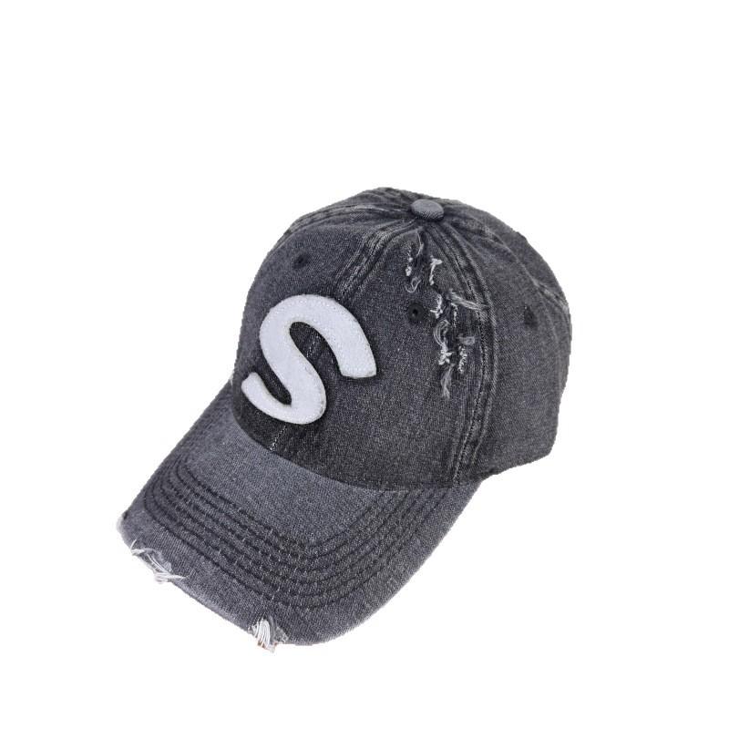 Spring and Autumn New Washed Denim Baseball Cap Children's Fashion Ripped S Letter Versatile Casual Shade Cap Men