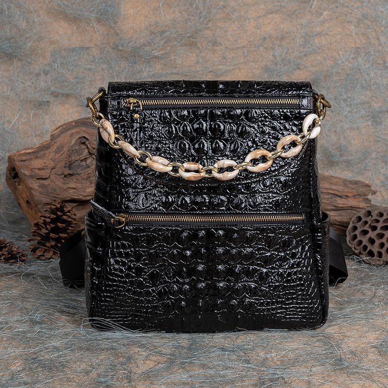 

Новая легкая роскошная сумка из крокодиловой кожи, рюкзак-рыба, сумка через плечо, ручная работа, нишевая, художественная, мужская и женская сумка