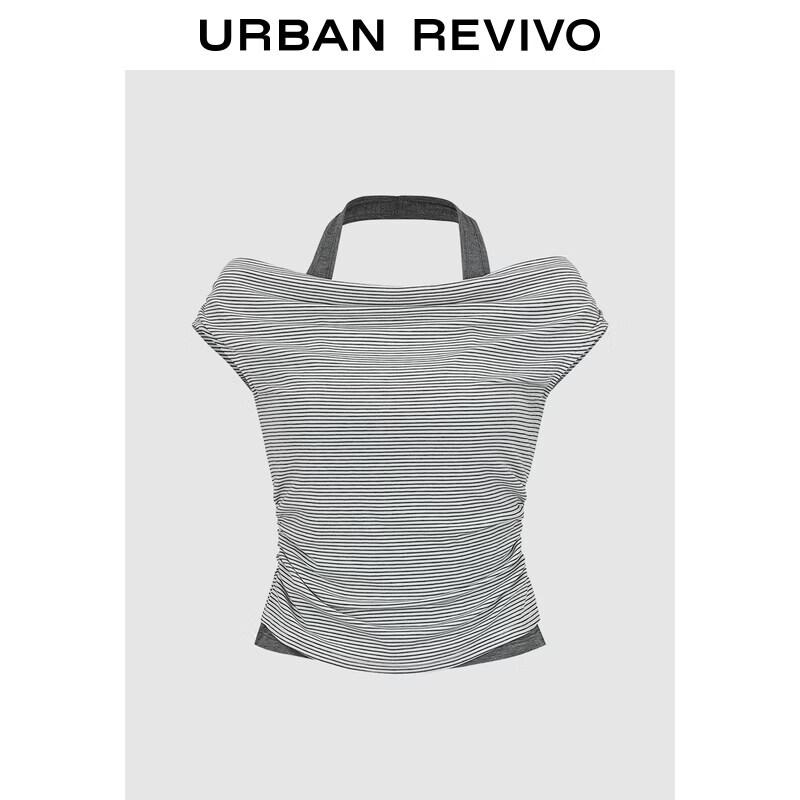 Women s Striped Pleated Halter T-shirt XL