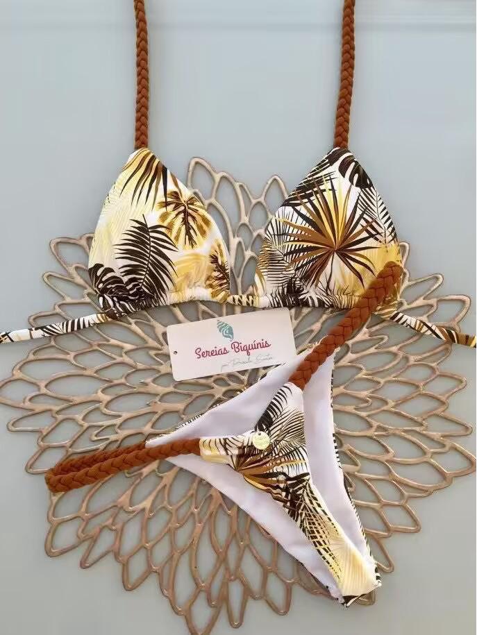 

2024 Разноцветный принт Завязывающийся бразильский бикини-стринг Large