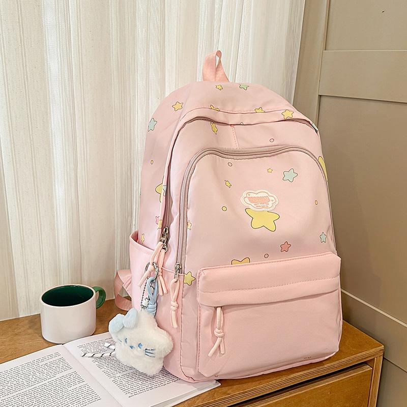 The new Japanese ins high-value, fresh, sweet and cute star backpack for junior high school students, large-capacity backpack for women
