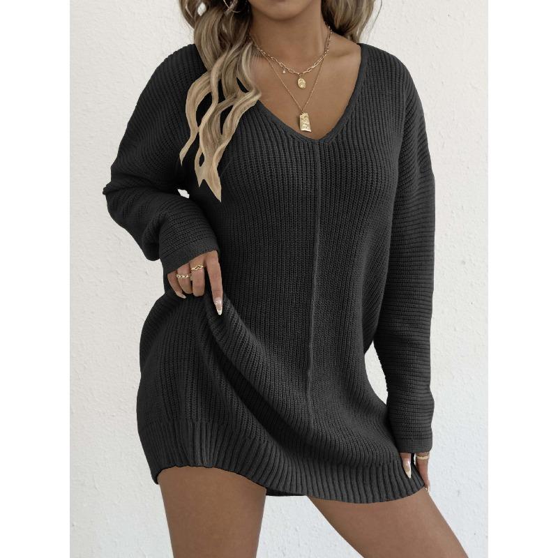 A Deep V-neck Sexy Casual Pullover Sweater for Women, A Base Layer for Autumn and Winter, A Dress Without A Belt