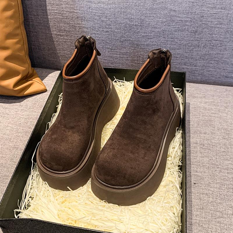Fashion Winter Platform Thick Bottom Women Ankle Boots Height Increase Women's Shoes Female  Round Toe Zippers Short Booties