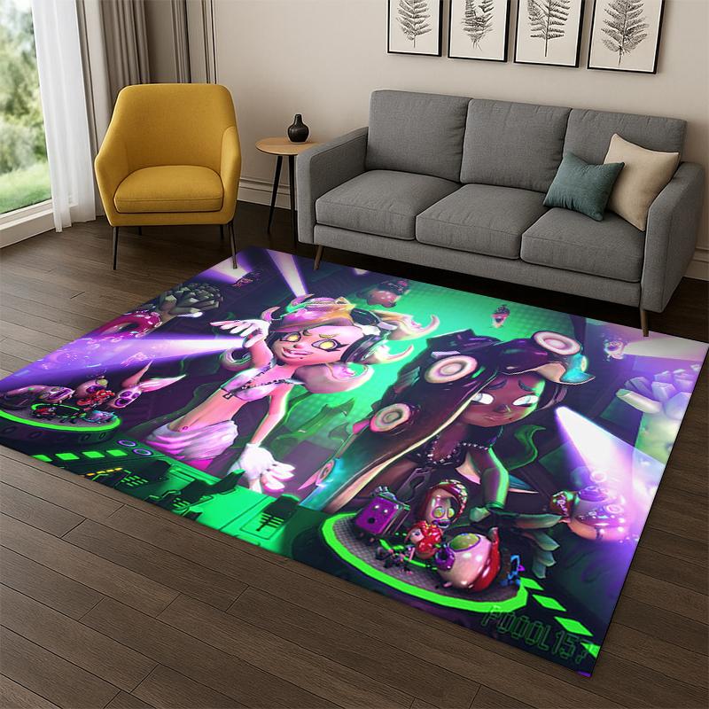 

funny Splatoon 3 Cartoon Game Carpet Rug for Bedroom Living Room Sofa Playroom Doormat Home Decor,Kid Area Rug Non-slip gift 40x60cm