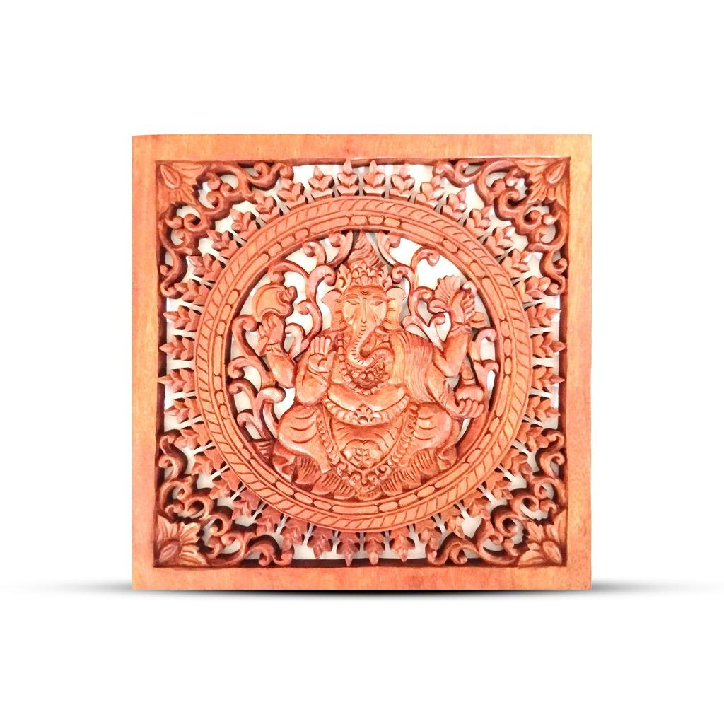 Ganesha Wall Panel Wood 40x40 Cm