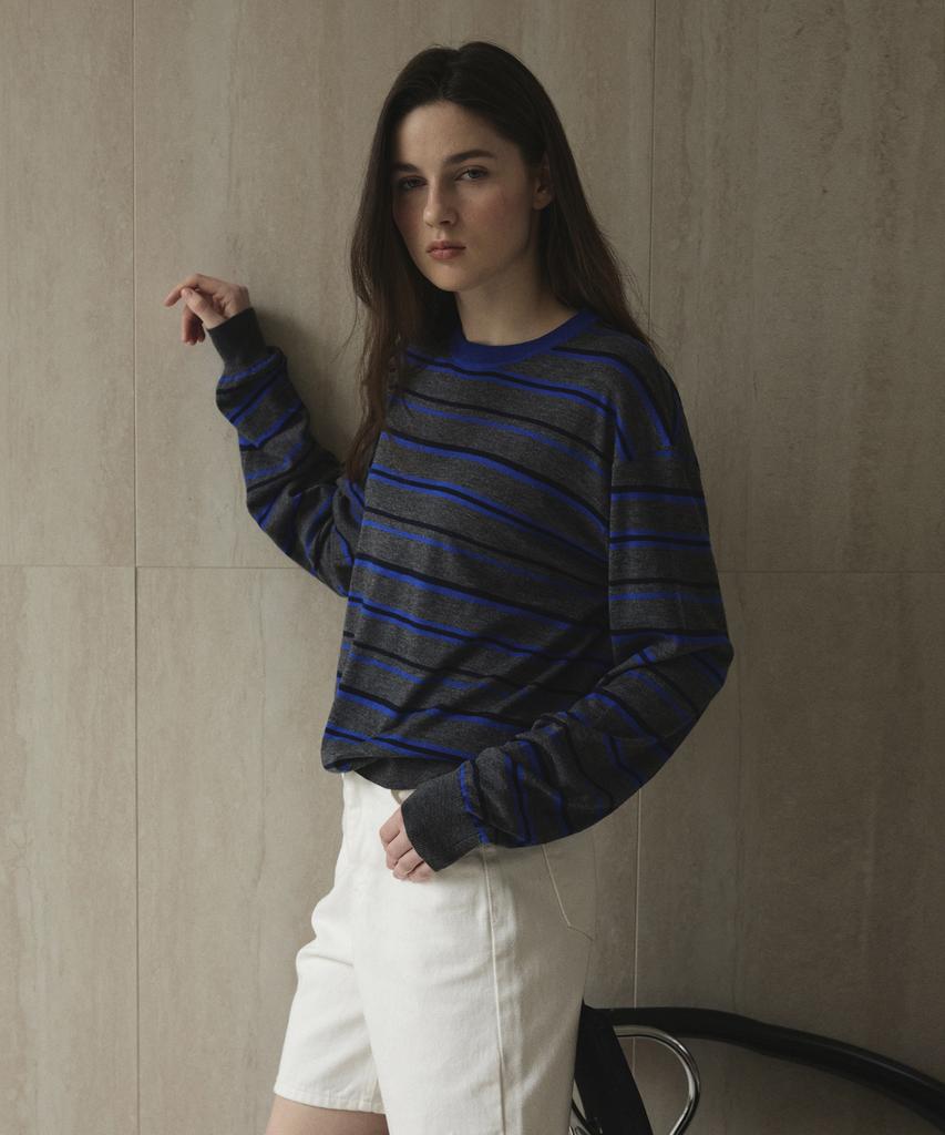 Seutyudioaenpaleukeu Multi Striped Knit_Grey