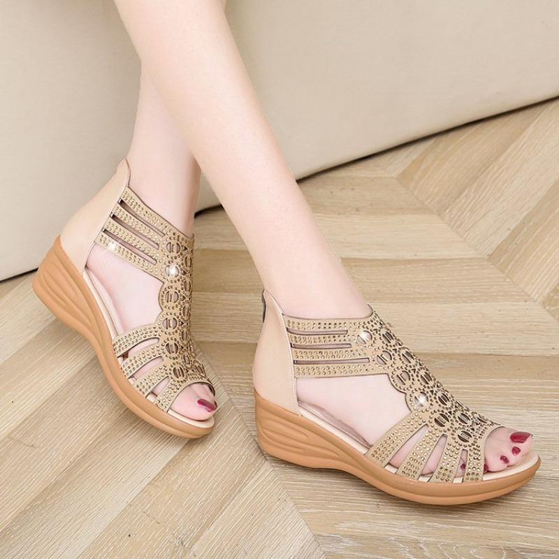 Fashion New Roman Sandals for Women 2025 Summer New Soft Sole Outer Wear Women's Wedge Shoes Fashion Casual Designer Shoes for Women