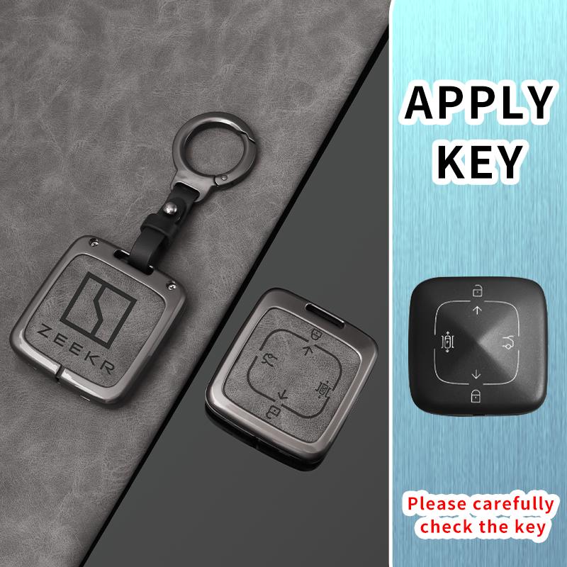 Zinc Alloy Leather Car Key Case Cover, For Zeekr 001 007 009 Zeekr X Zeekr Nfc Holder Shell Fob Protective Keychain Accessories