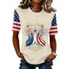 Womens Short Sleeve Crew Neck T Shirt with Printed and Letter Graphic Casual Fit Top for Everyday Wear
