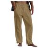 Men's Cotton Len Pants Joggers Sweatpants Streetwear Breathable Solid Color Len Trousers Vacation Summer Loose Pants