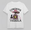 Women's Comfy T-Shirt Cowboys Tequila Western Tee White Cotton Short Oversize