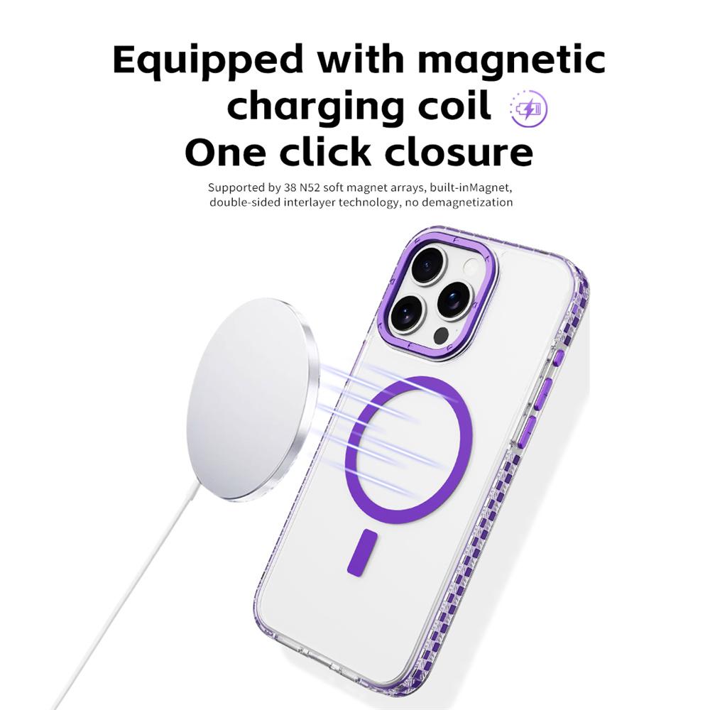 Transparent For Magsafe Magnetic Wireless Charge Phone Case For iPhone 16 14 11 12 13 15 Pro Max Hybrid Armor Protection Cover