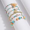 6Pcs/Set Bohemian Beaded Bracelet For Women Vintage Multi-layer Beauty Head Coin Pendant Tassel Bracelets Vacation Charm Jewelry