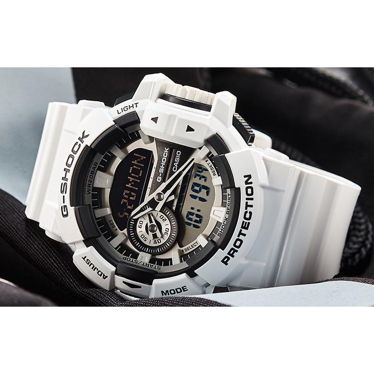 Casio Erkek Kristal Sıvı/Analog Çift Ekran Serisi 55mm Beyaz Saat GA-400-7ADR GA-400-7ADR