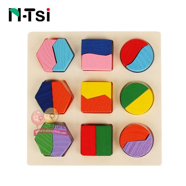 Wooden Geometric Shapes Sorting Math Montessori Puzzle Preschool Learning Educational Game Baby Toddler Toys for Children