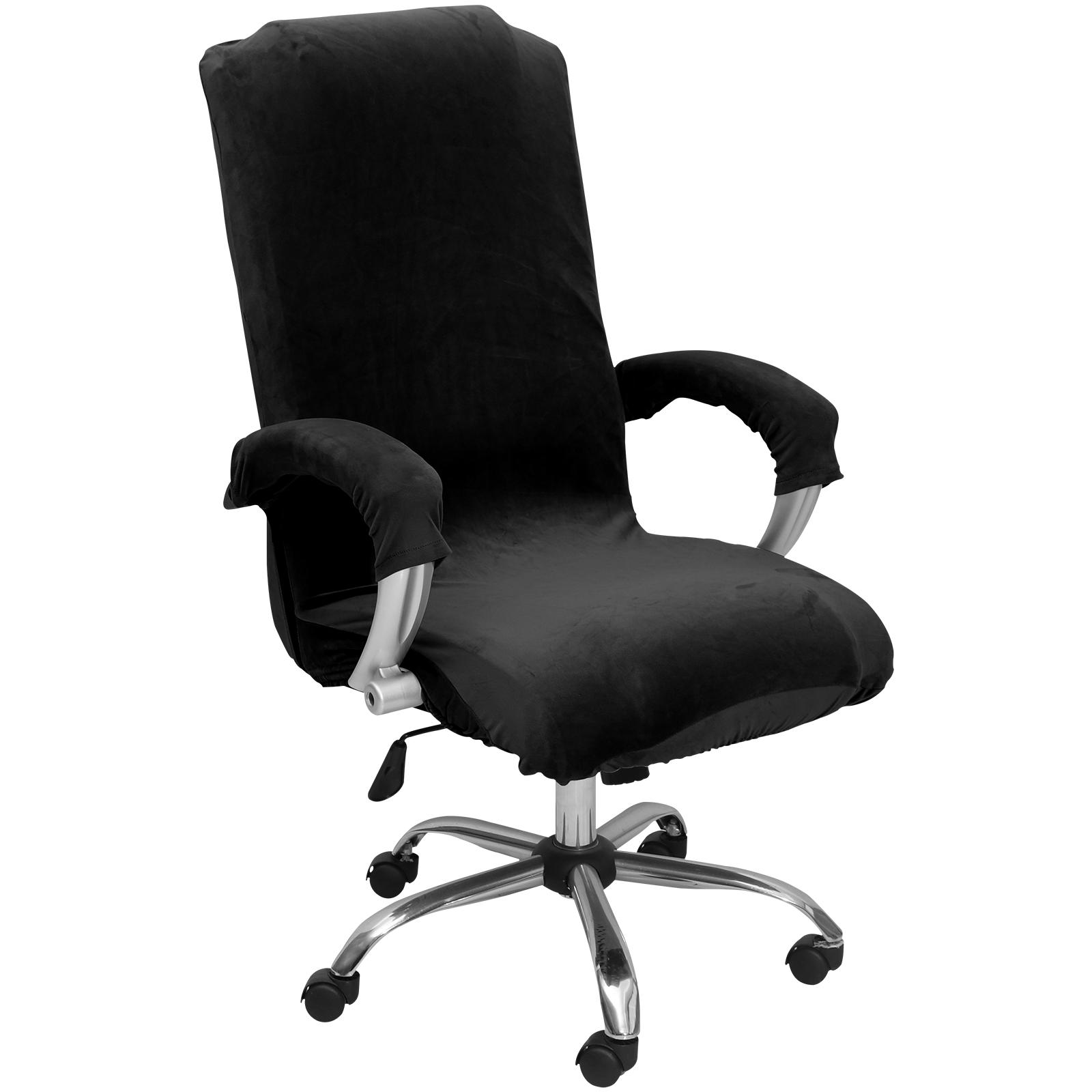 

Chair Cover Thicken Solid Office Computer with Armrest Covers Stretch Seat Chair Slipcovers Dining Room Bar Office Party Cover чёрный